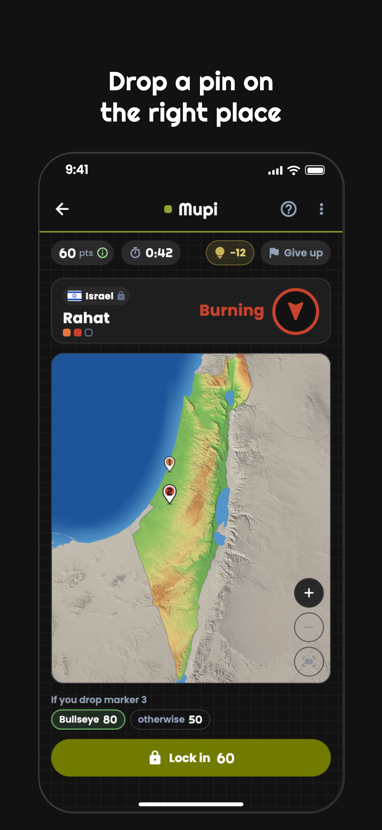 Mupi, pin the place on the map