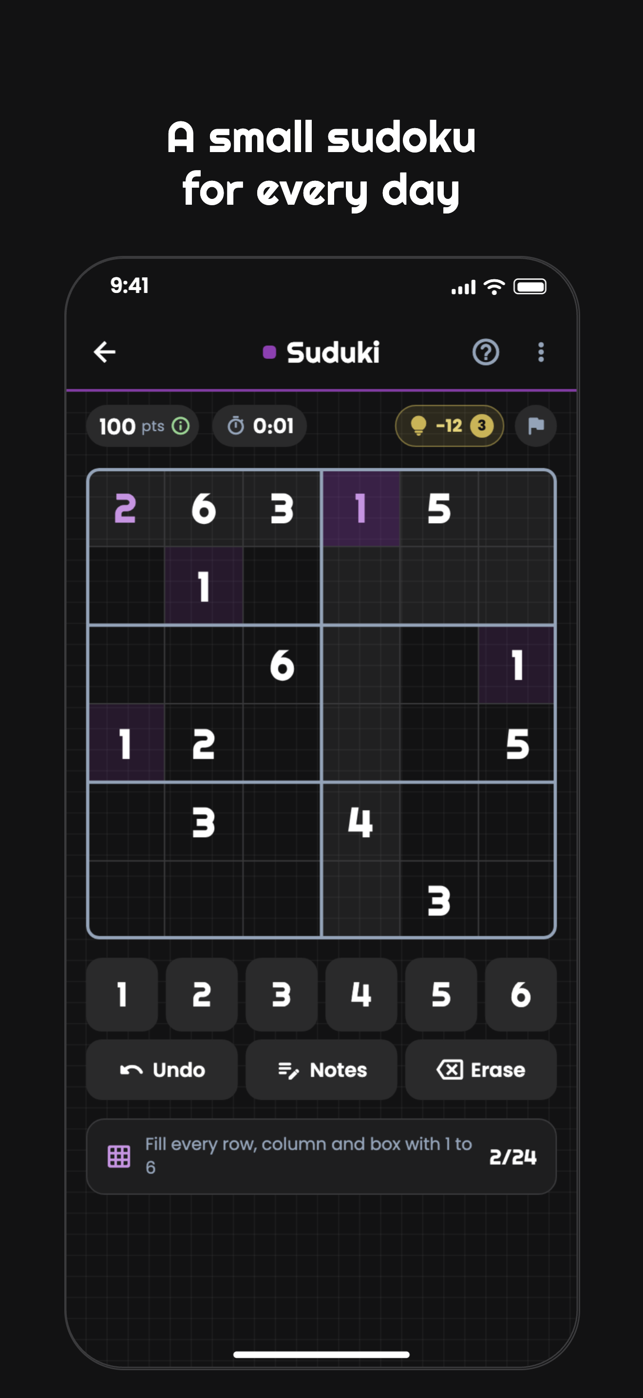 Suduki, the day's 6×6 sudoku